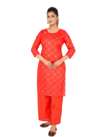 Gajari Colour Silk Rayon Kurta And Pant Set For Women's L-40