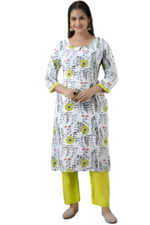 Parrot Green Cotton Suit Set For Woman's S-36