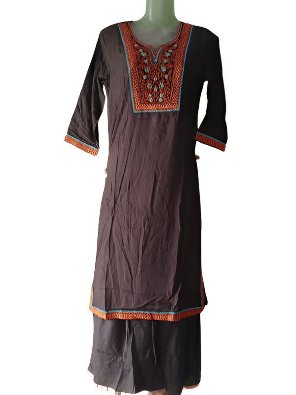 Black Embroided Kurta And Sharara Set For Woman's M-38