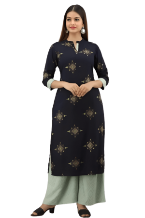 Blue And green Kurta And Palazzo Set For Women's XXL-44