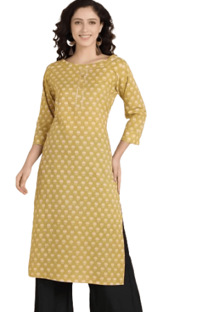 Mustard yellow cotton Stright Kurti For Womens XXL-44