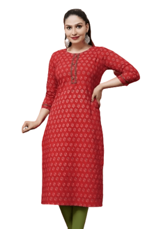 Red Pure Cotton Kurti For Women's L-40 XXL-44