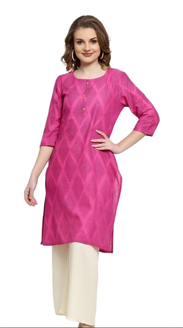 STRAIGHT PINK KURTI M-38