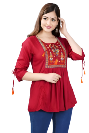 RED RAYON FABRIC TOP XL-42