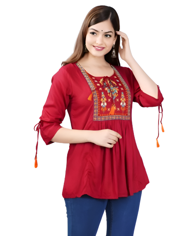 RED RAYON FABRIC TOP XL-42