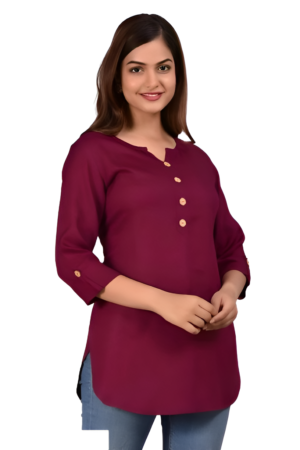 SHORT KURTA MAROON COLOUR L-40