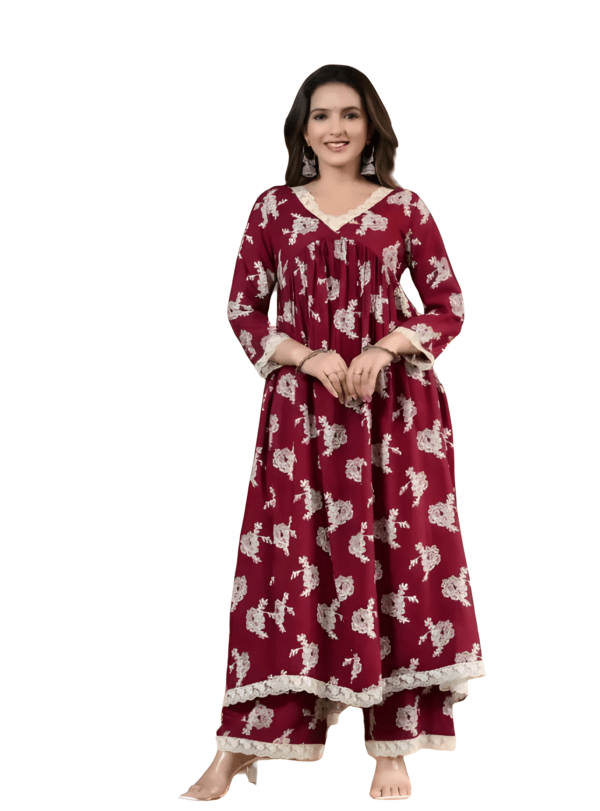 V-neck Alia Cut Kurta Set For Womens XXL-44