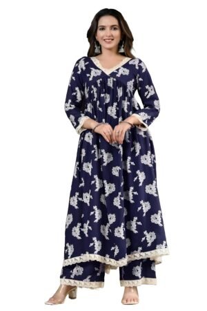 V-neck Kurta Set For Womens XS-34